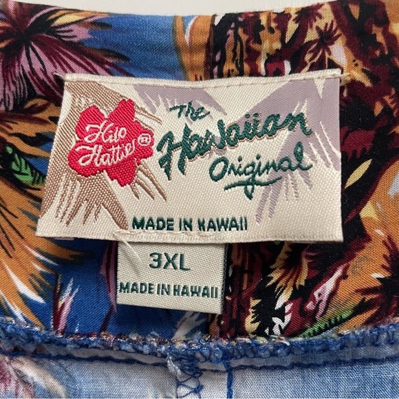 Hilo Hattie Blue Hawaii 3X Made in USA Tulip Sleeve Tropical Muu Muu Dress Beach - Picture 3 of 11